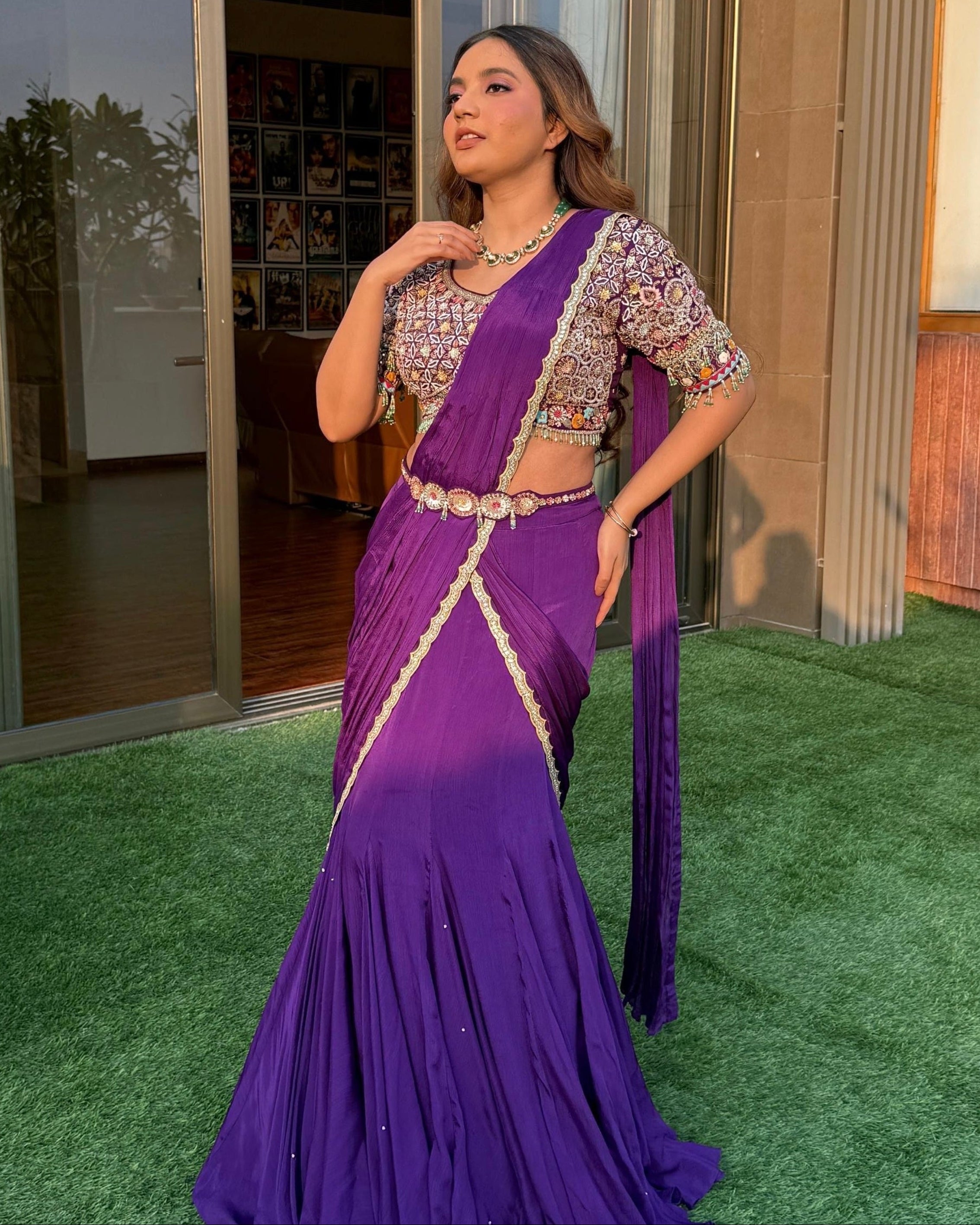 Royal purple Designer Saree