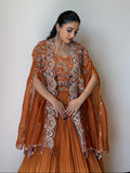 Saffron Bloom Cape Lehenga Set