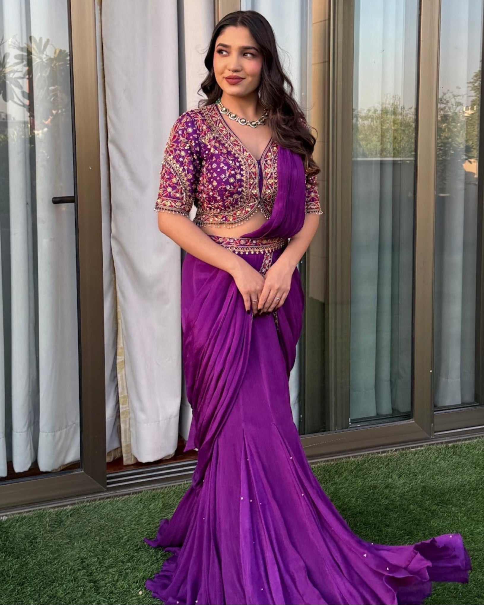 Royal Purple Drape Saree