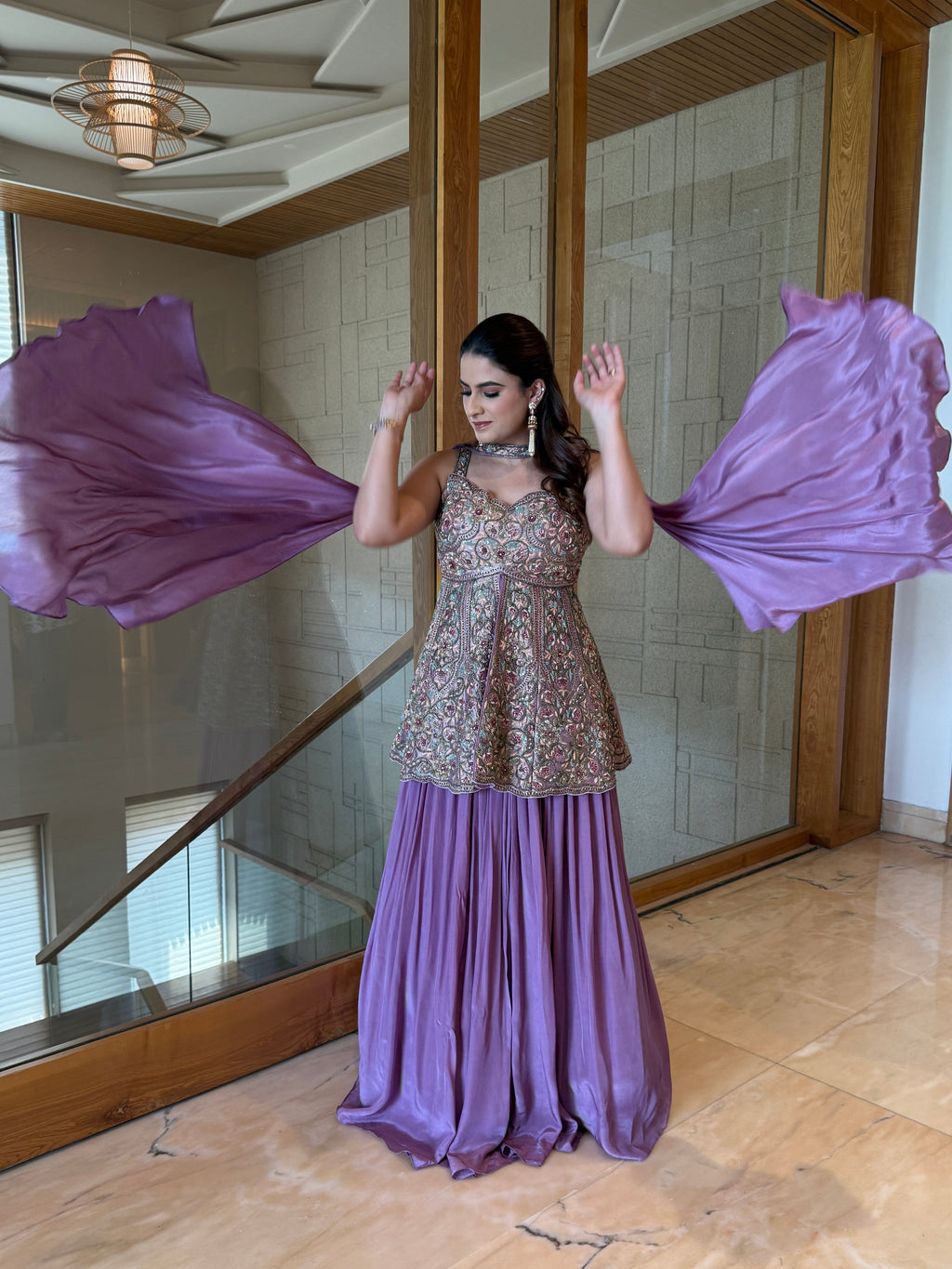 Lavender peplum skirt set