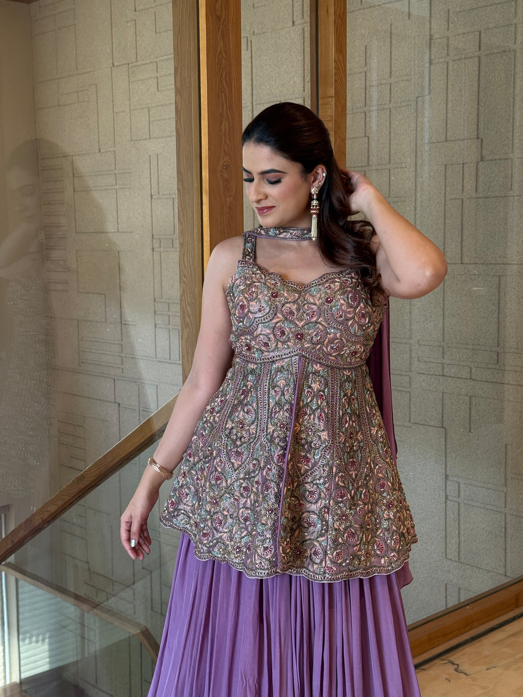 Lavender peplum skirt set