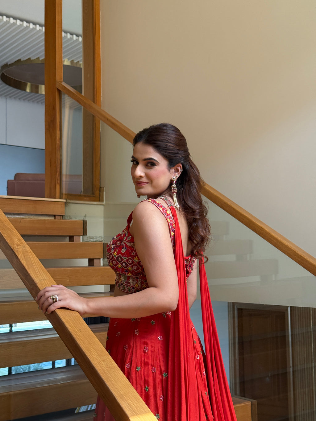 Rust Royal embroidered lehanga set