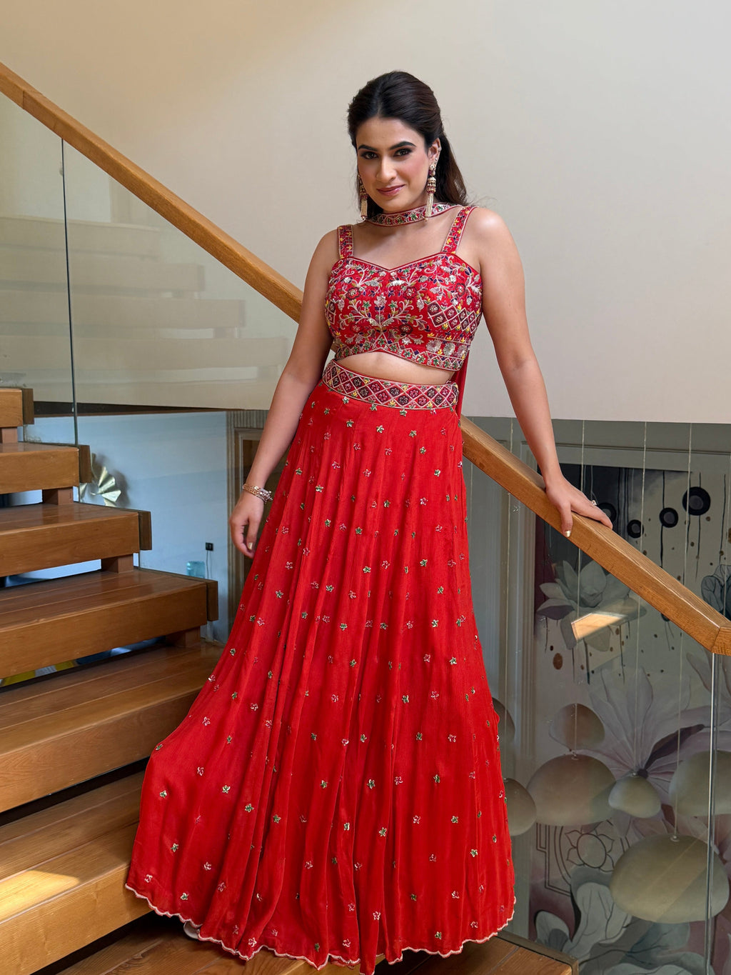 Rust Royal embroidered lehanga set