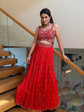 Rust Royal embroidered lehanga set