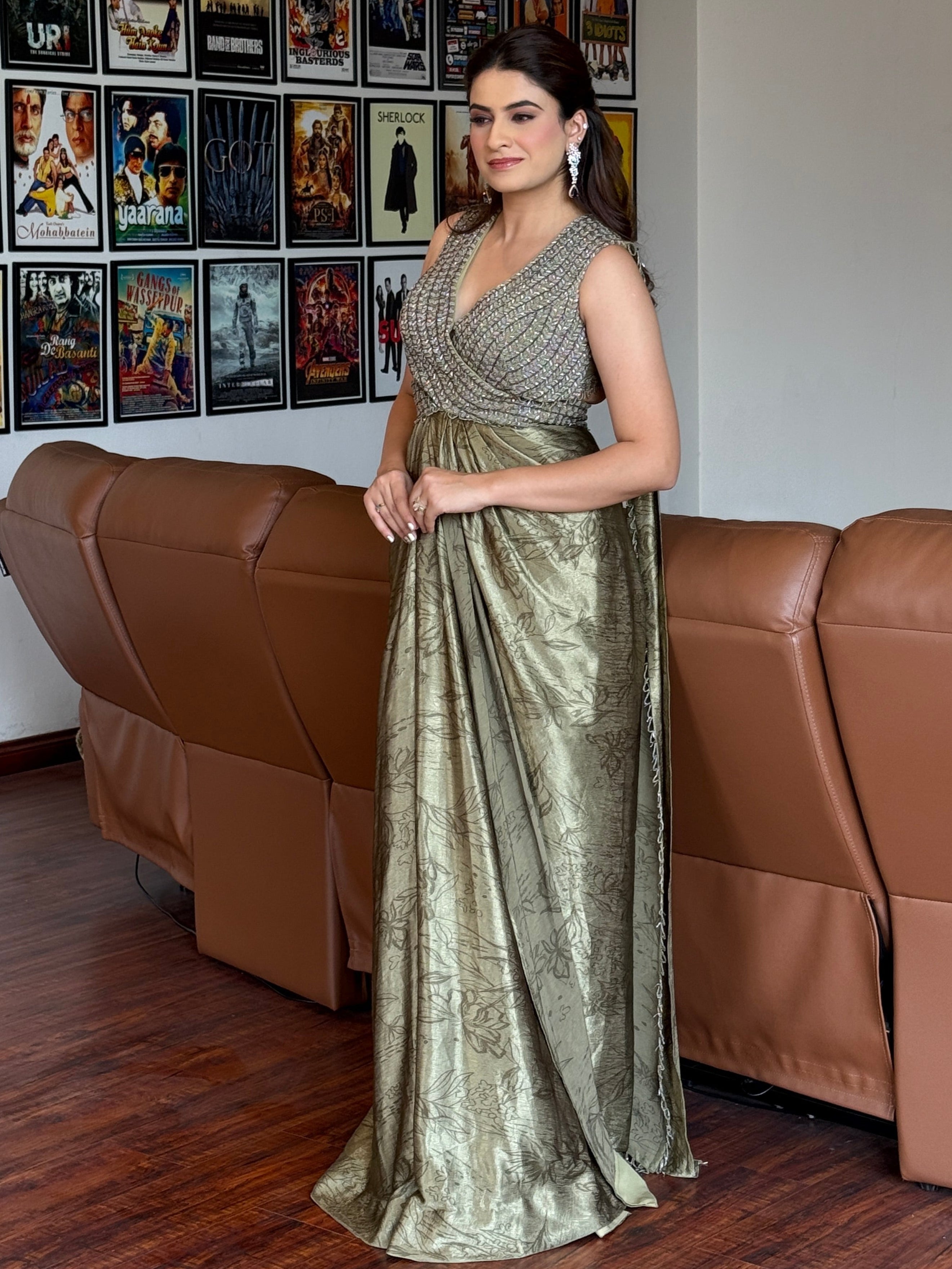 &nbsp;Antique GREEN Gold Gown