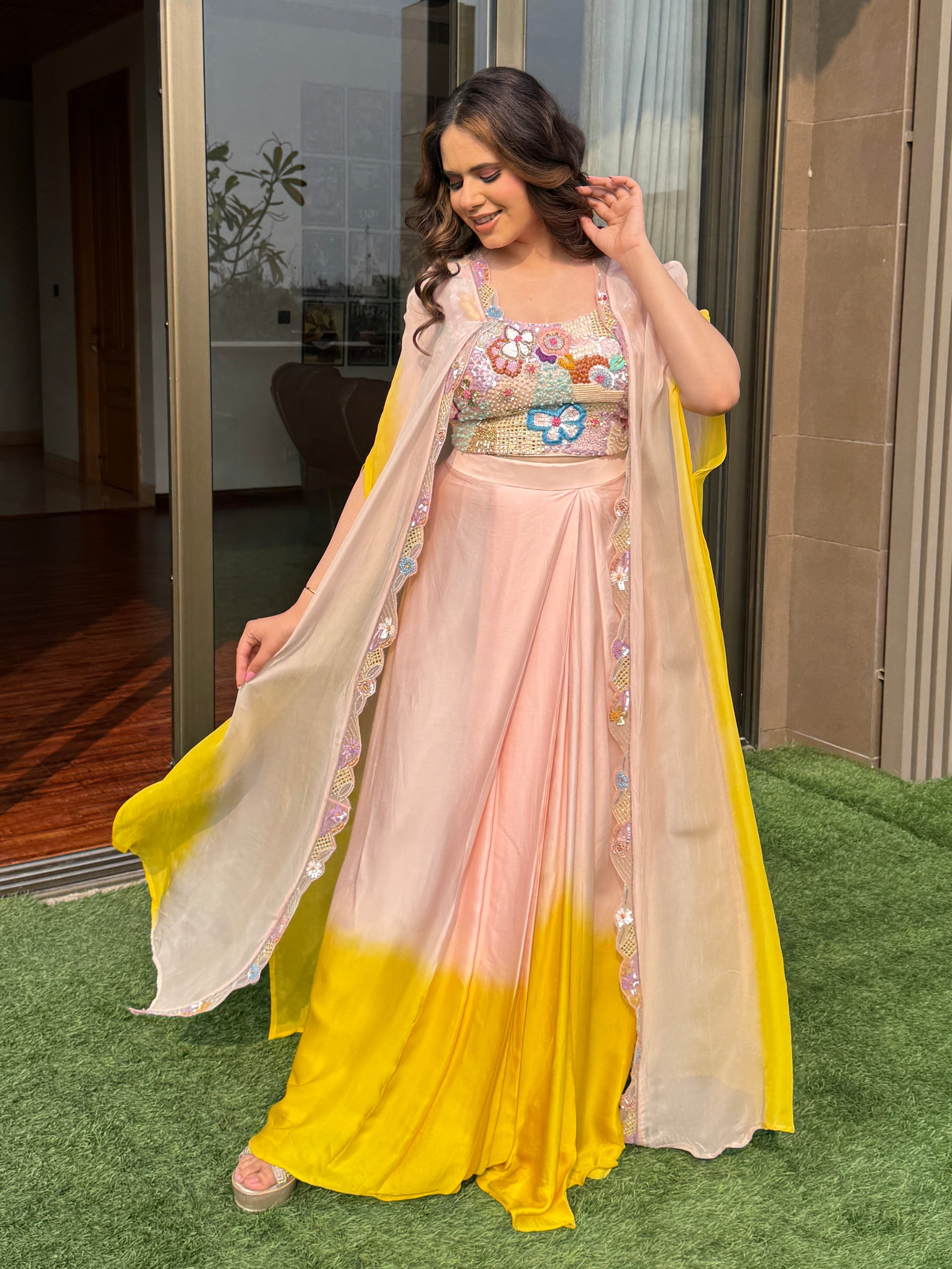 Sunshine Bloom Ombre Lehenga Set