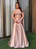 Champagne Satin Mermaid Lehenga