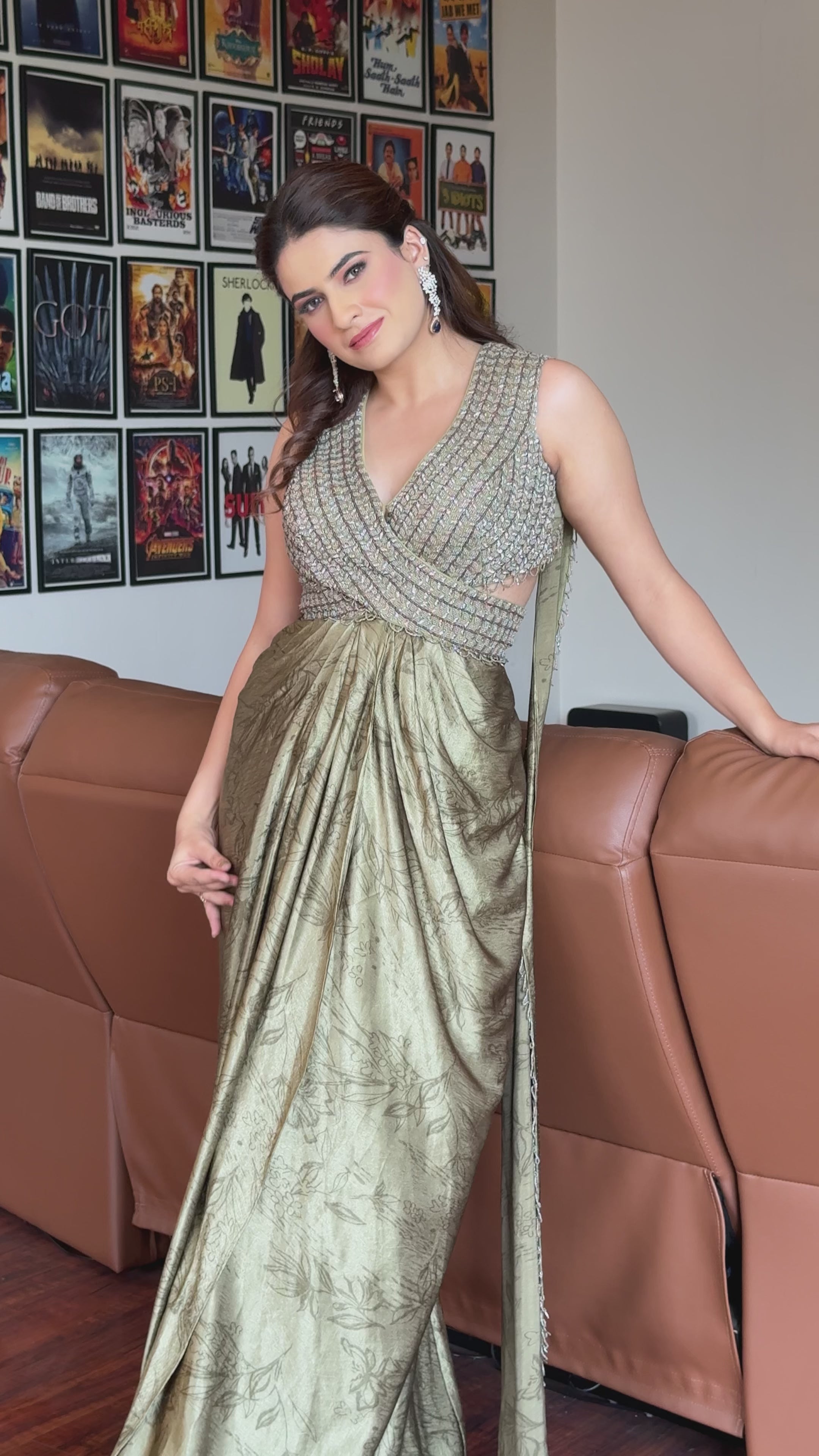 &nbsp;Antique GREEN Gold Gown