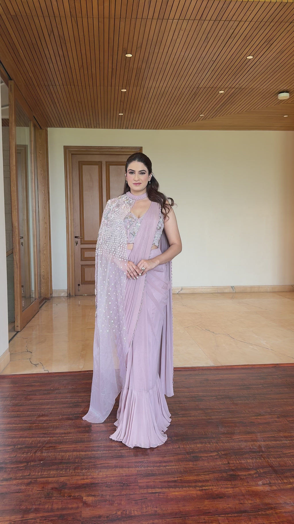 Dusty Lavender Sequin Saree
