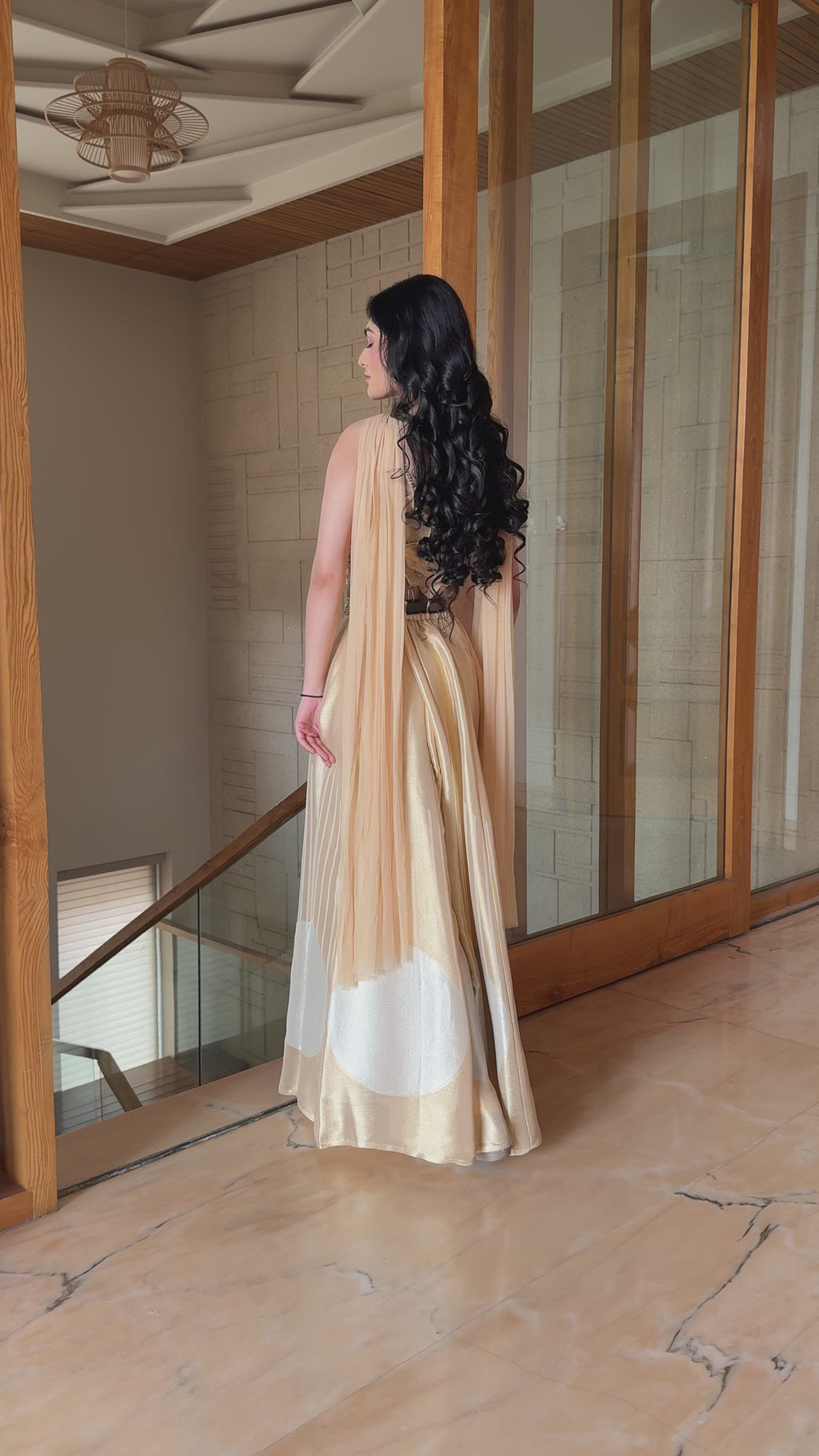 Champagne Gold Embellished Palazzo Set