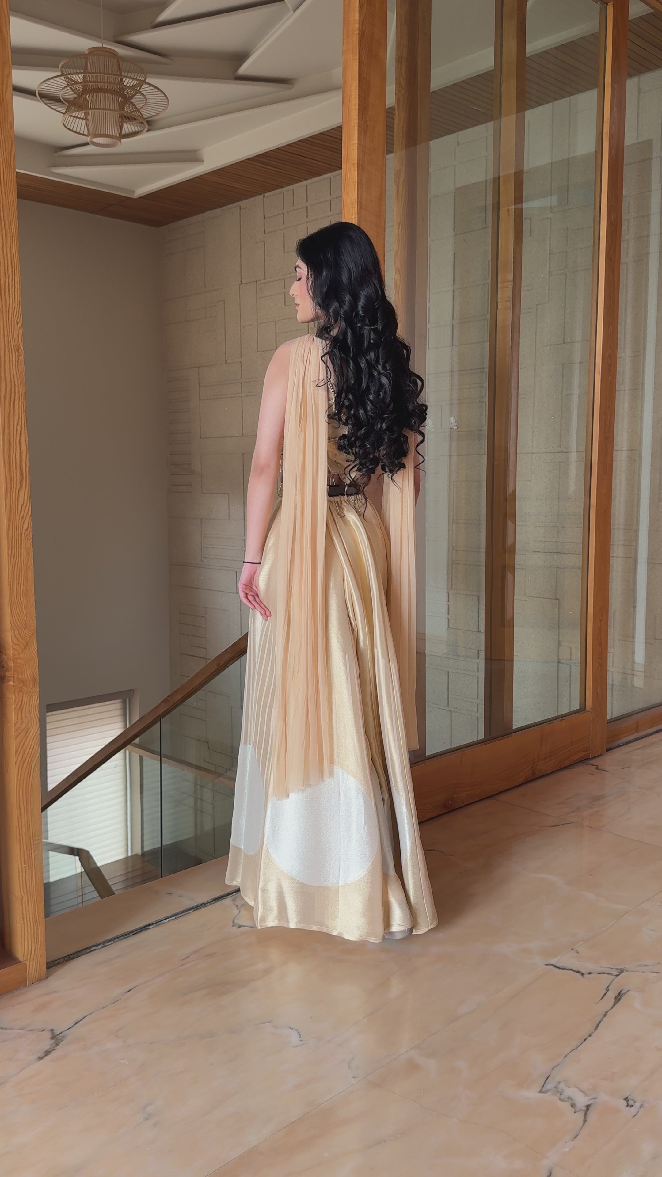 Champagne Gold Embellished Palazzo Set
