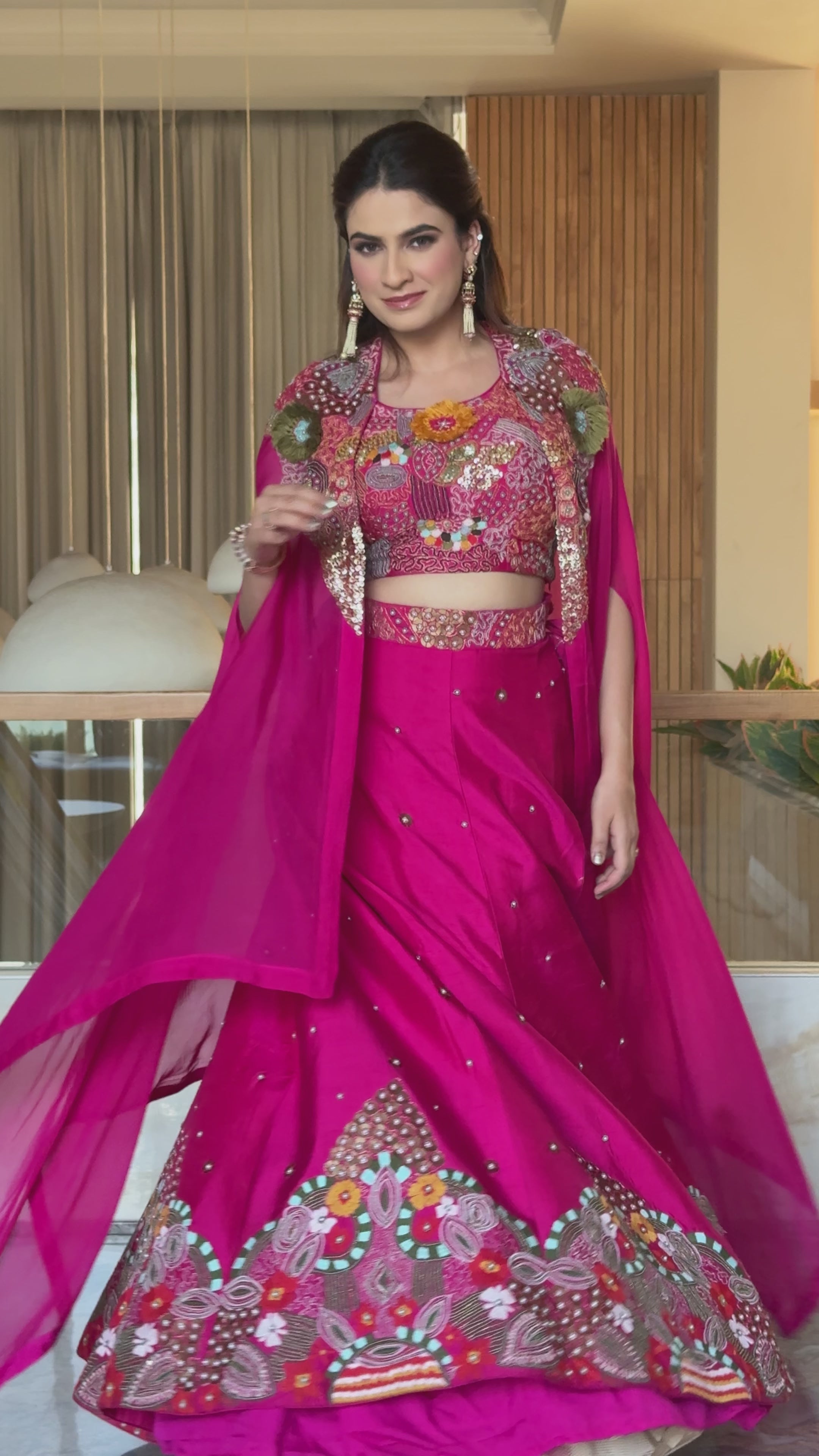 Rani Bloom Embroidered Cape Lehenga Set