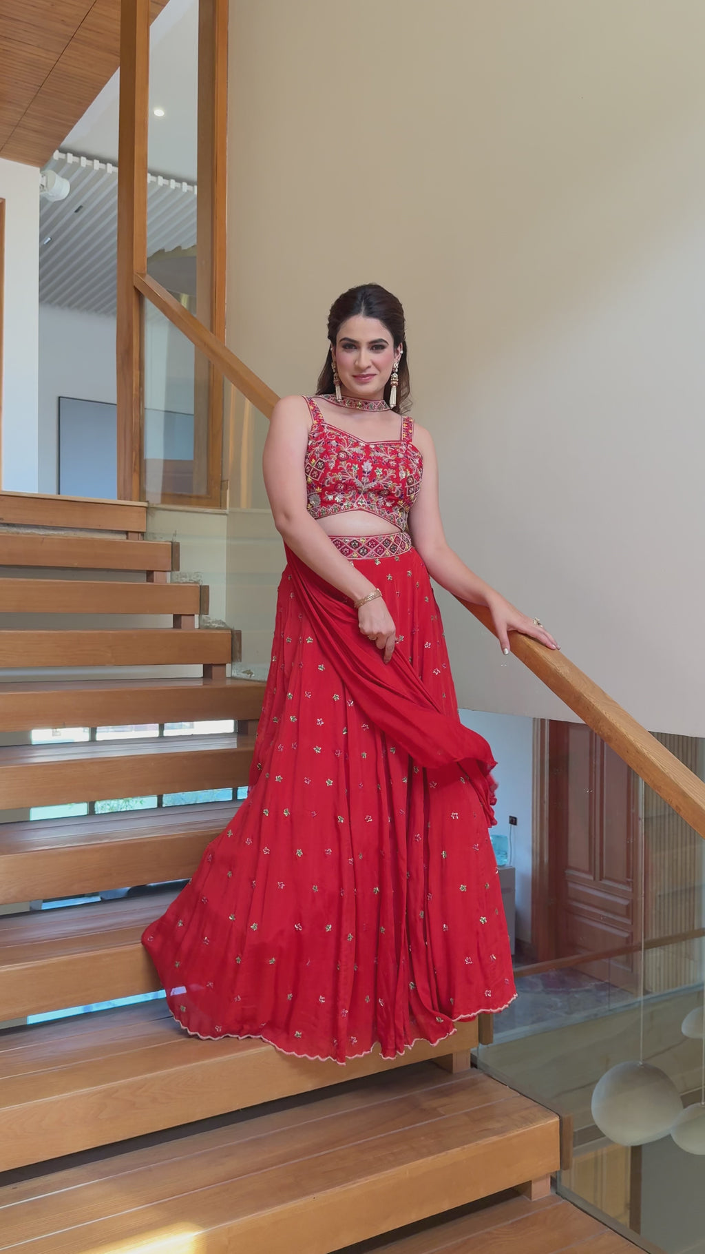 Rust Royal embroidered lehanga set