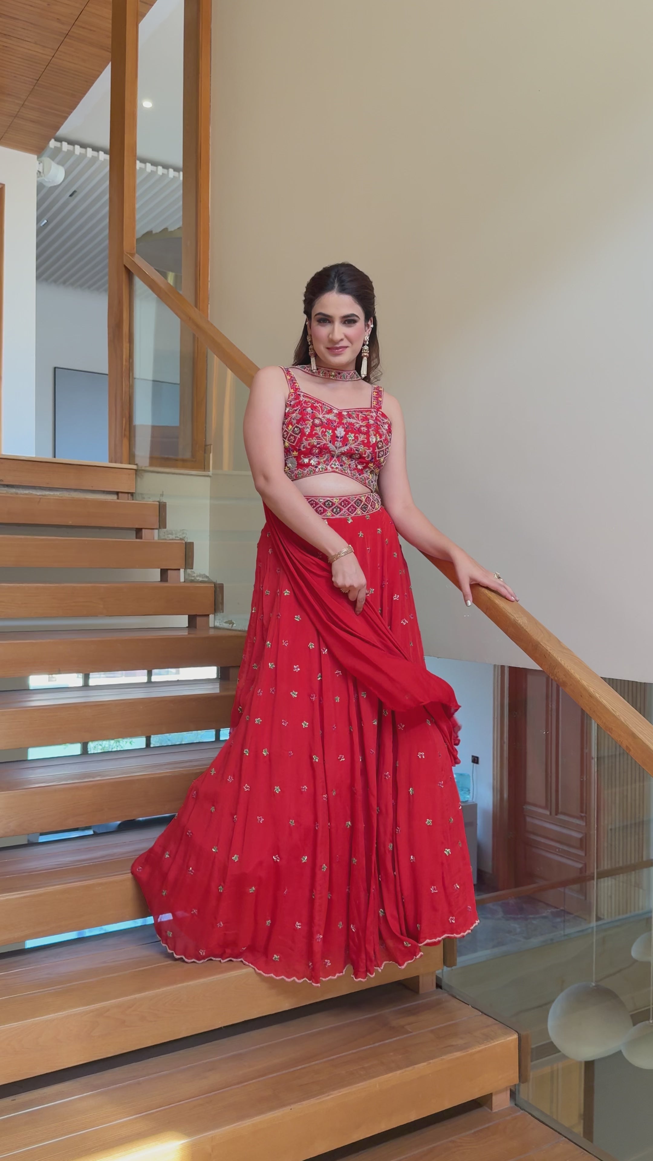 Rust Royal embroidered lehanga set