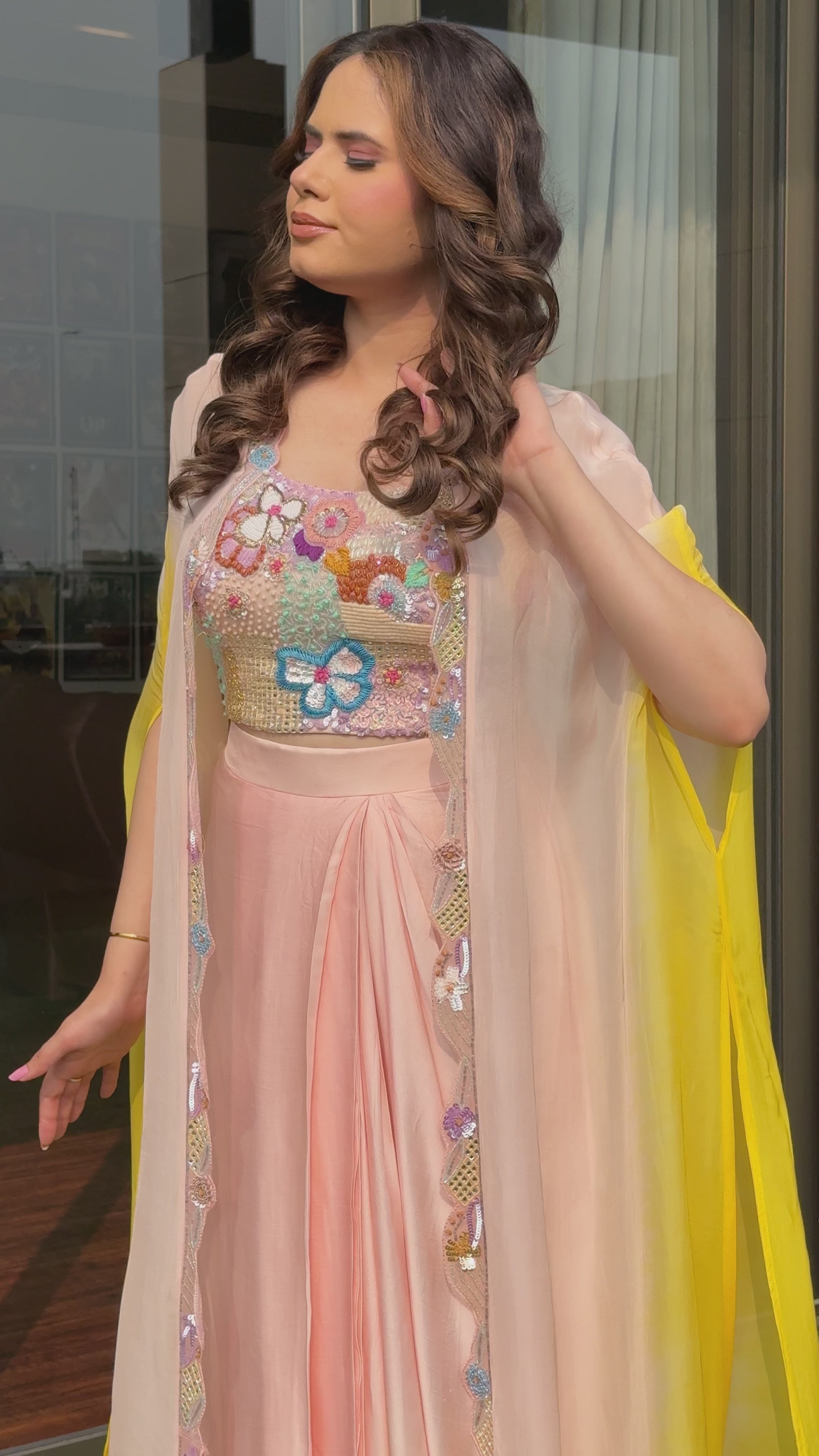 Sunshine Bloom Ombre Lehenga Set
