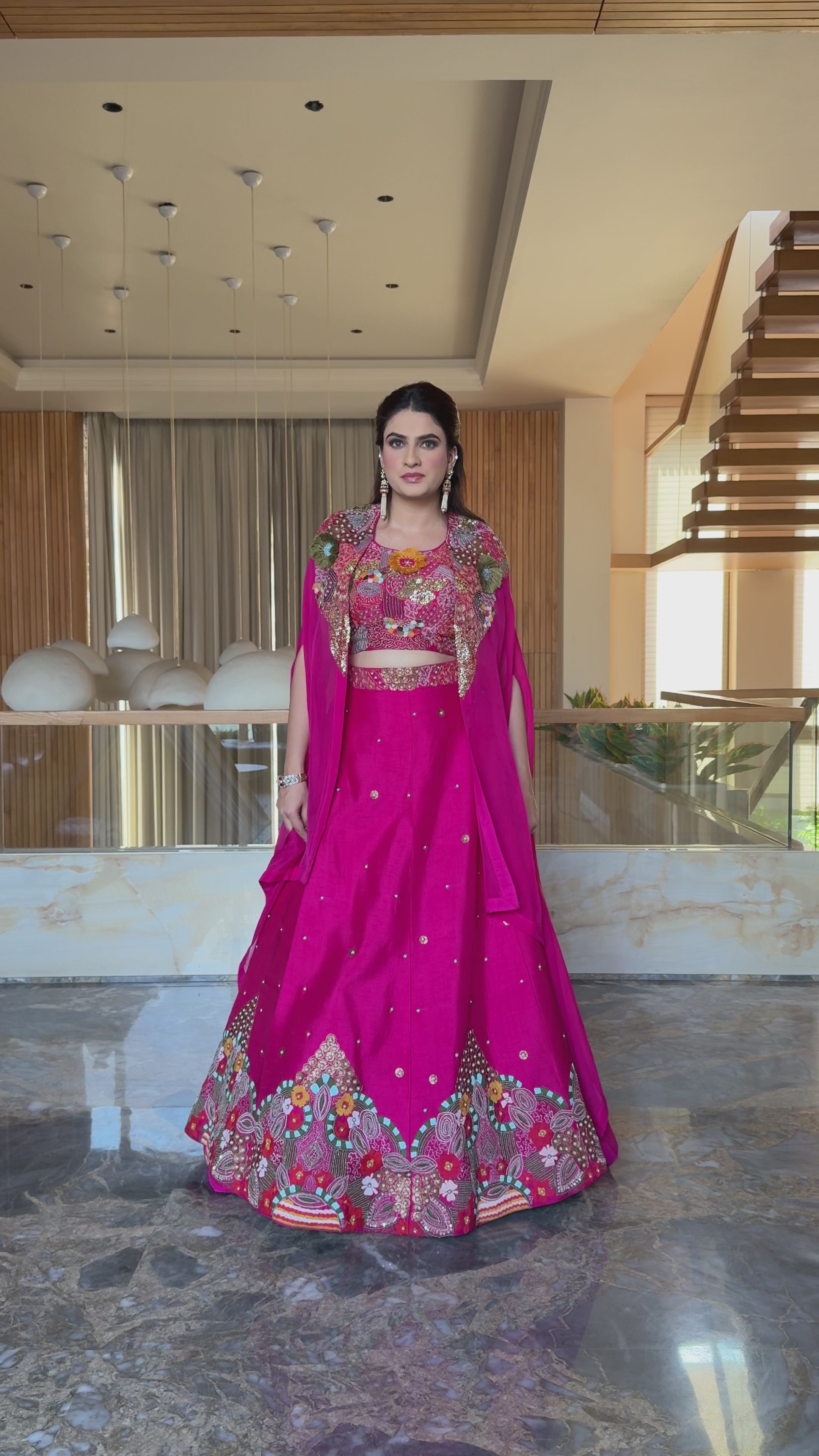 Rani Bloom Embroidered Cape Lehenga Set