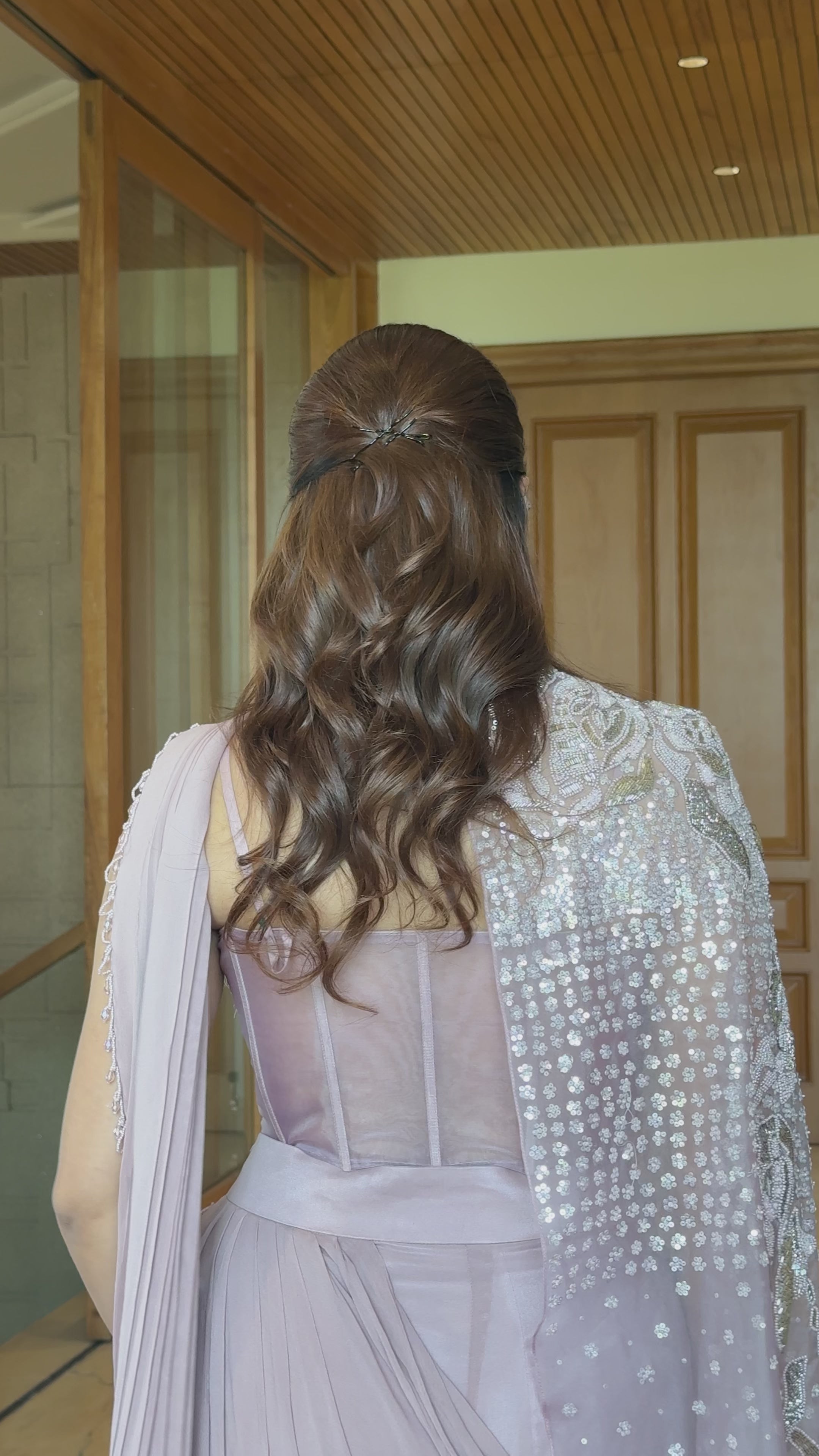 Dusty Lavender Sequin Saree